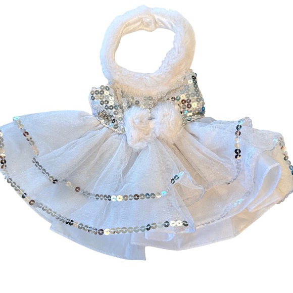 Build-A-Bear Workshop Other - Build-A-Bear Workshop White Sequin Tutu Dress Faux Fur Trim Winter Reindeer 2014